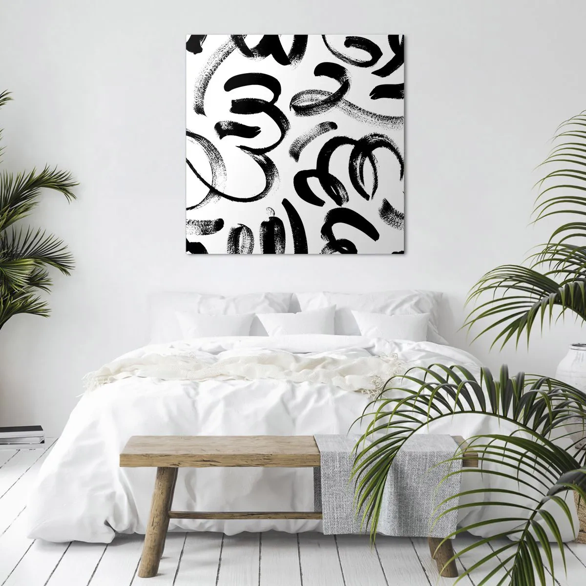 Quadro em tela - Preto sobre branco - 30x30 cm