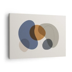 Quadro em tela - Formas abstratas coloridas em tons de azul e marrom - 70x50cm - Gotas de cor - Decoração de parede moderna para a sala de estar e quarto ARTTOR