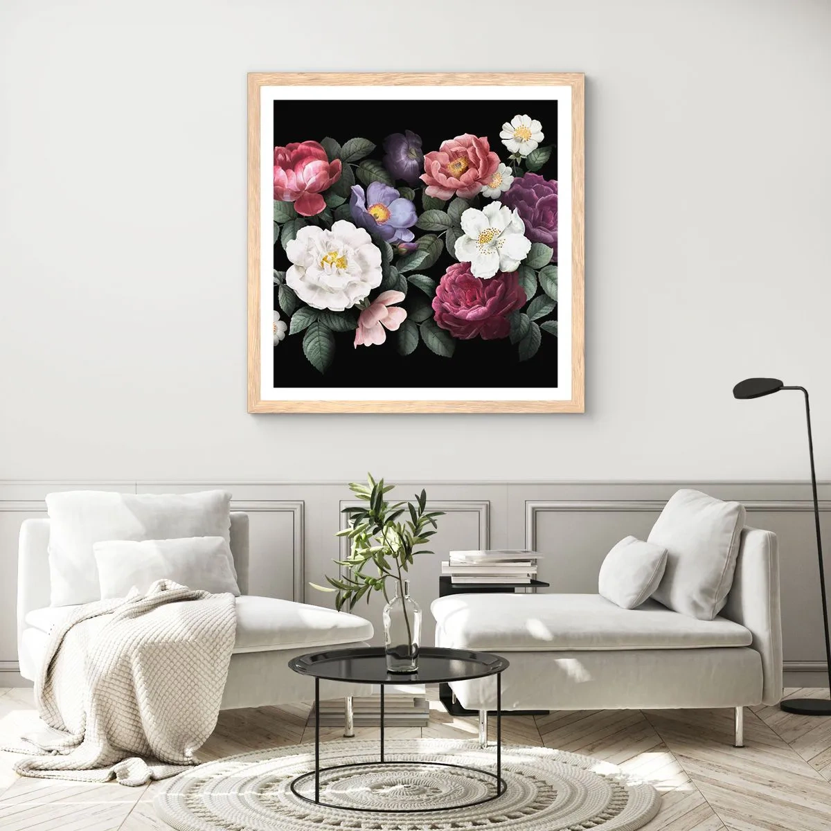 Pôster com moldura de carvalho claro - Do jardim inglês - 50x50 cm