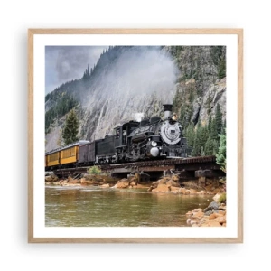 Pôster com moldura de carvalho claro - Para onde? Onde? - 60x60 cm