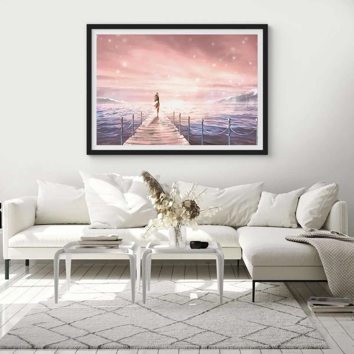 Pôster com moldura preta - À luz de um sonho - 91x61 cm