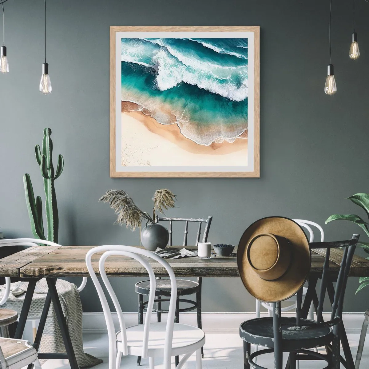 Pôster com moldura de carvalho claro - O eterno encontro - 40x40 cm