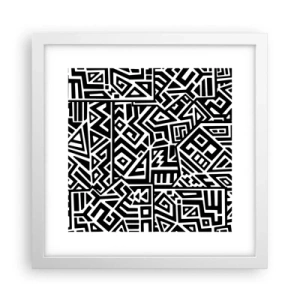 Pôster em moldura branca - Composição pré-colombiana - 30x30 cm