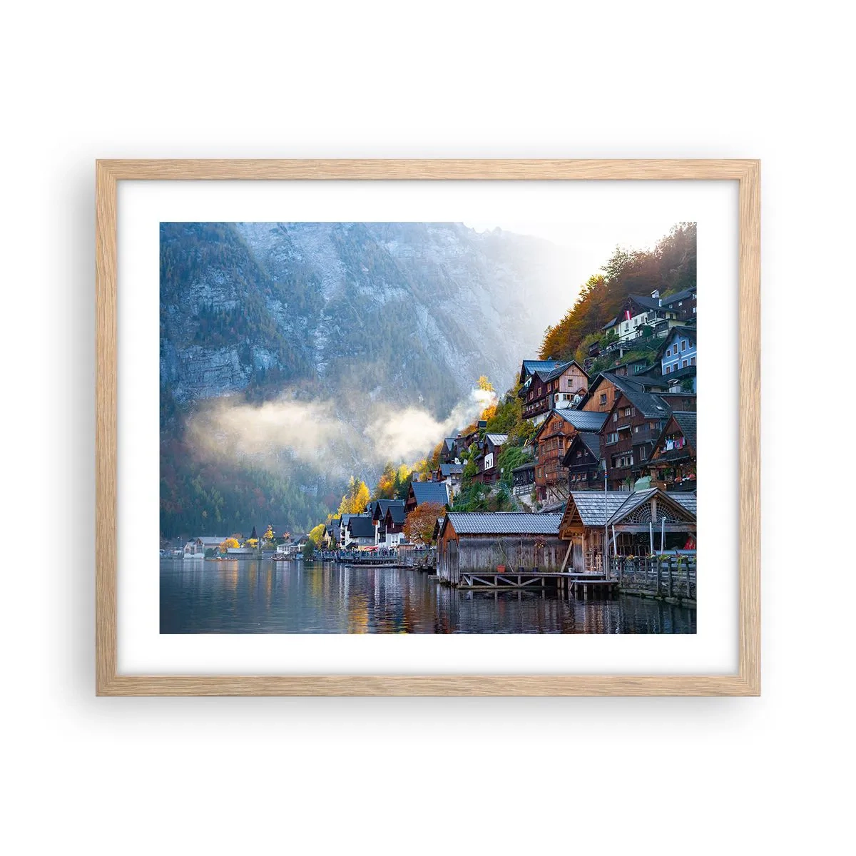 Pôster com moldura de carvalho claro - Atmosfera alpina - 50x40 cm