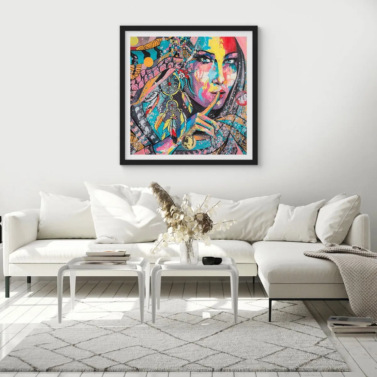 Pôster com moldura preta - Fique em silêncio até compreender - 40x40 cm