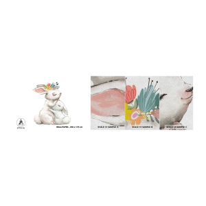 Amostra de papel de parede Premium Sand - Nada melhor do que amor de mãe - Para crianças, Coelho, Mãe com filho - 100x30 cm