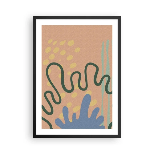 Pôster com moldura preta - Composição abstrata em cores quentes - 50x70cm - Abstração: diversidade da natureza - Decoração de parede moderna para a sala de estar e quarto ARTTOR