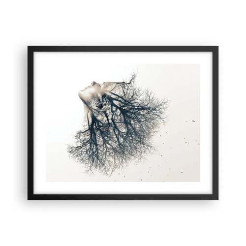 Pôster com moldura preta - Ouvir o sussurro da árvore - 50x40 cm