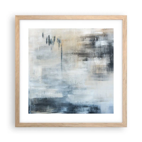 Pôster com moldura de carvalho claro - Atrás da cortina azul - 40x40 cm
