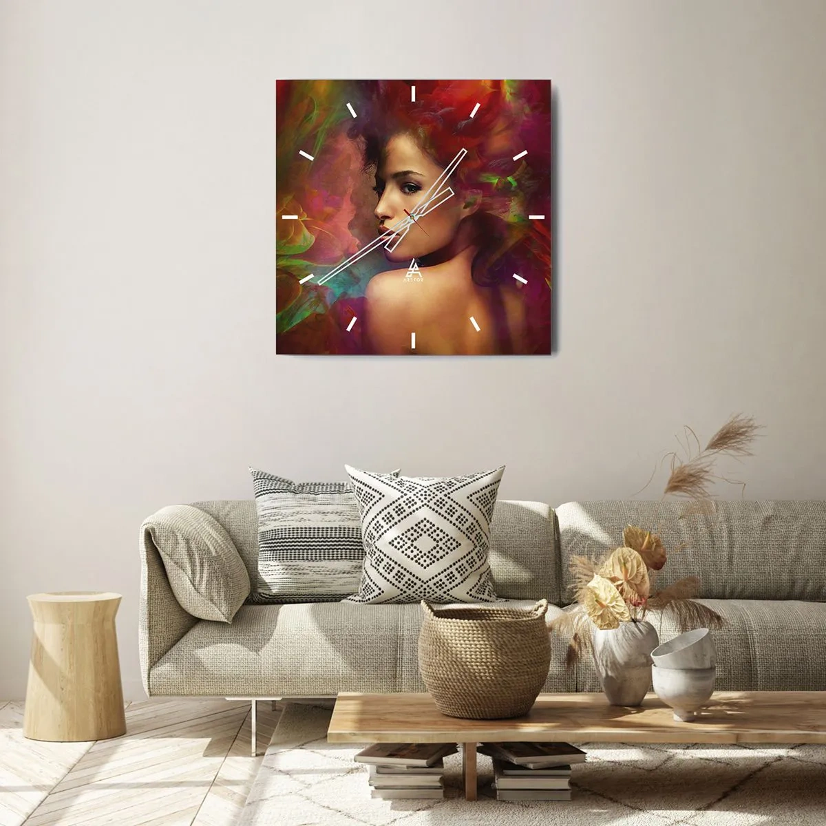 Relógio de parede - Relógio em vidro - Mais bonito do que um arco-íris, tão delicado como um nevoeiro - 40x40 cm