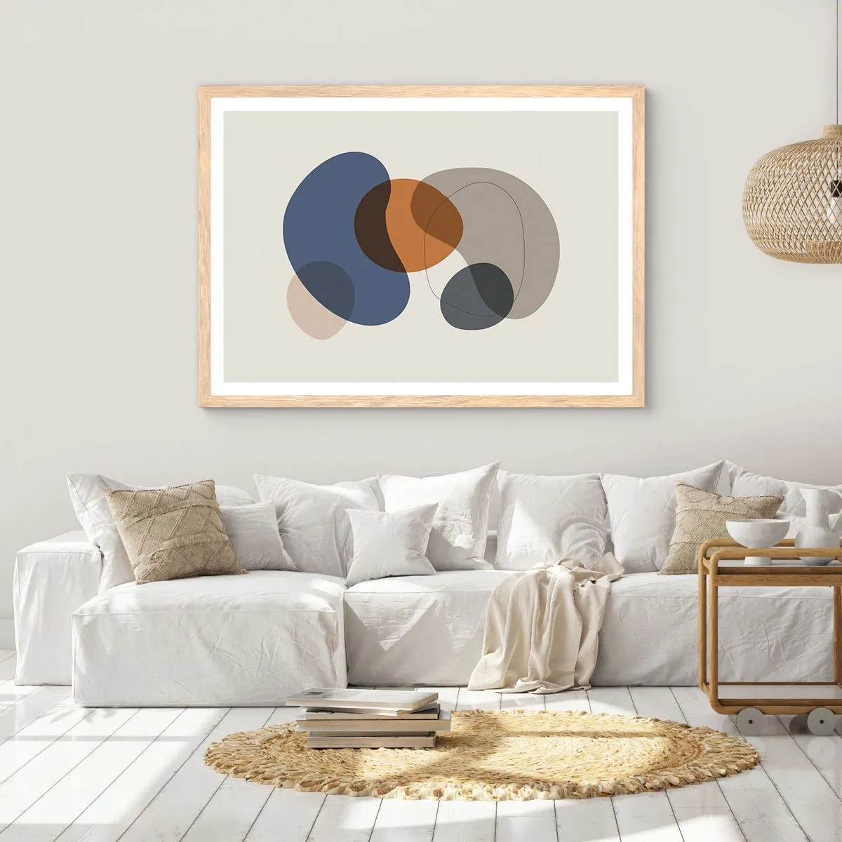 Pôster com moldura de carvalho claro - Gotas de cor - 91x61 cm