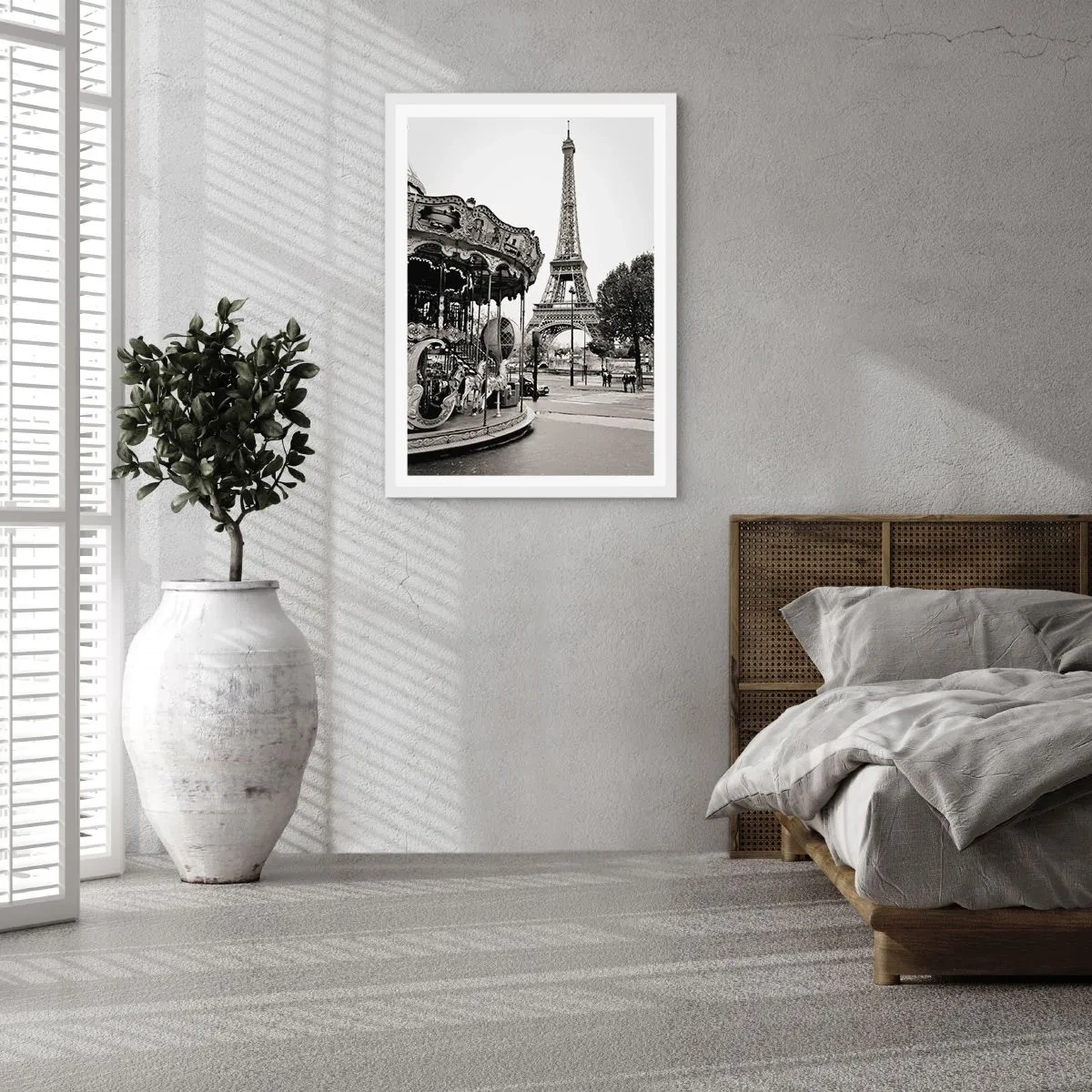 Pôster em moldura branca - Pensar em diversão é pensar em Paris - 40x50 cm