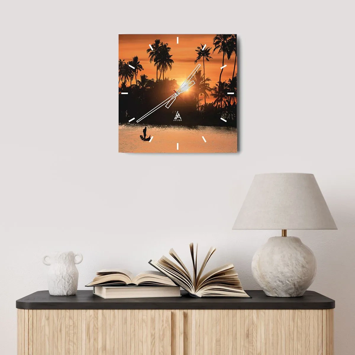 Relógio de parede - Relógio em vidro - Hora do descanso - 30x30 cm