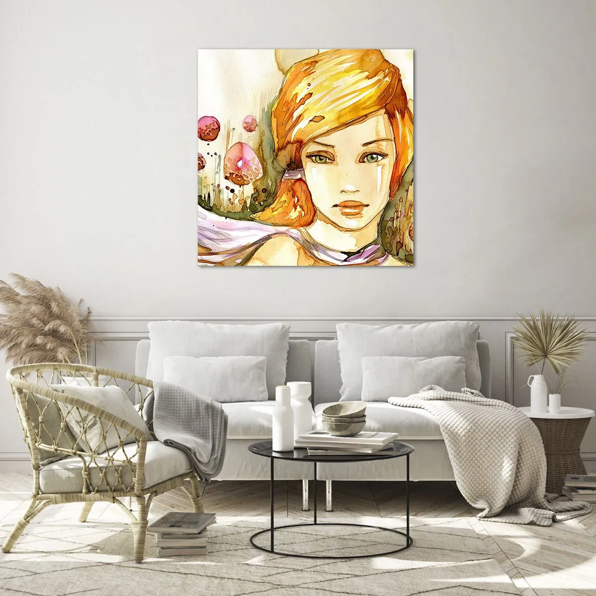 Quadro em vidro - Um olhar esmeralda que acalma a raiva - 40x40 cm