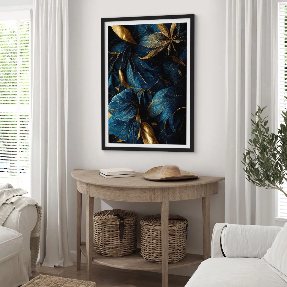 Pôster com moldura preta - Forrado com ouro - 61x91 cm