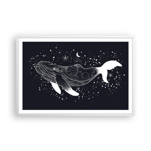 Pôster em moldura branca - No oceano do universo - 91x61 cm