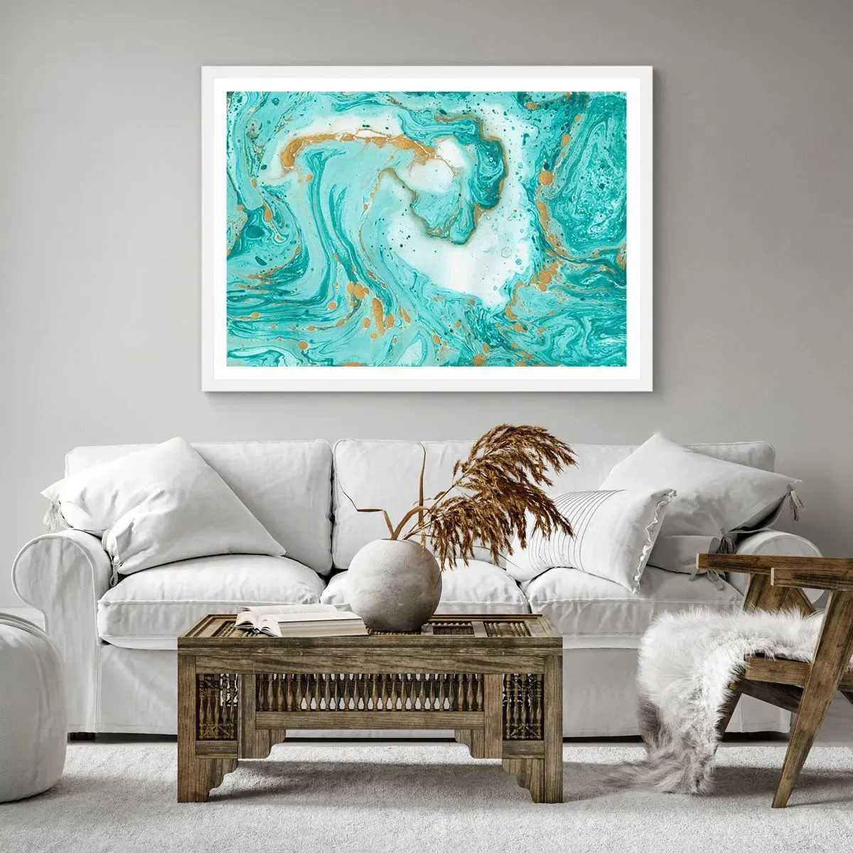 Pôster em moldura branca - Sob a grande onda do período Edo - 50x40 cm