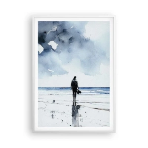 Pôster em moldura branca - Conversa com o mar - 70x100 cm