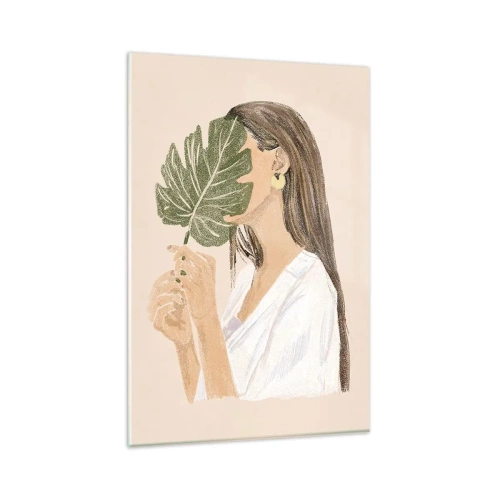 Quadro em vidro - Retrato misterioso com uma adepta - 80x120 cm