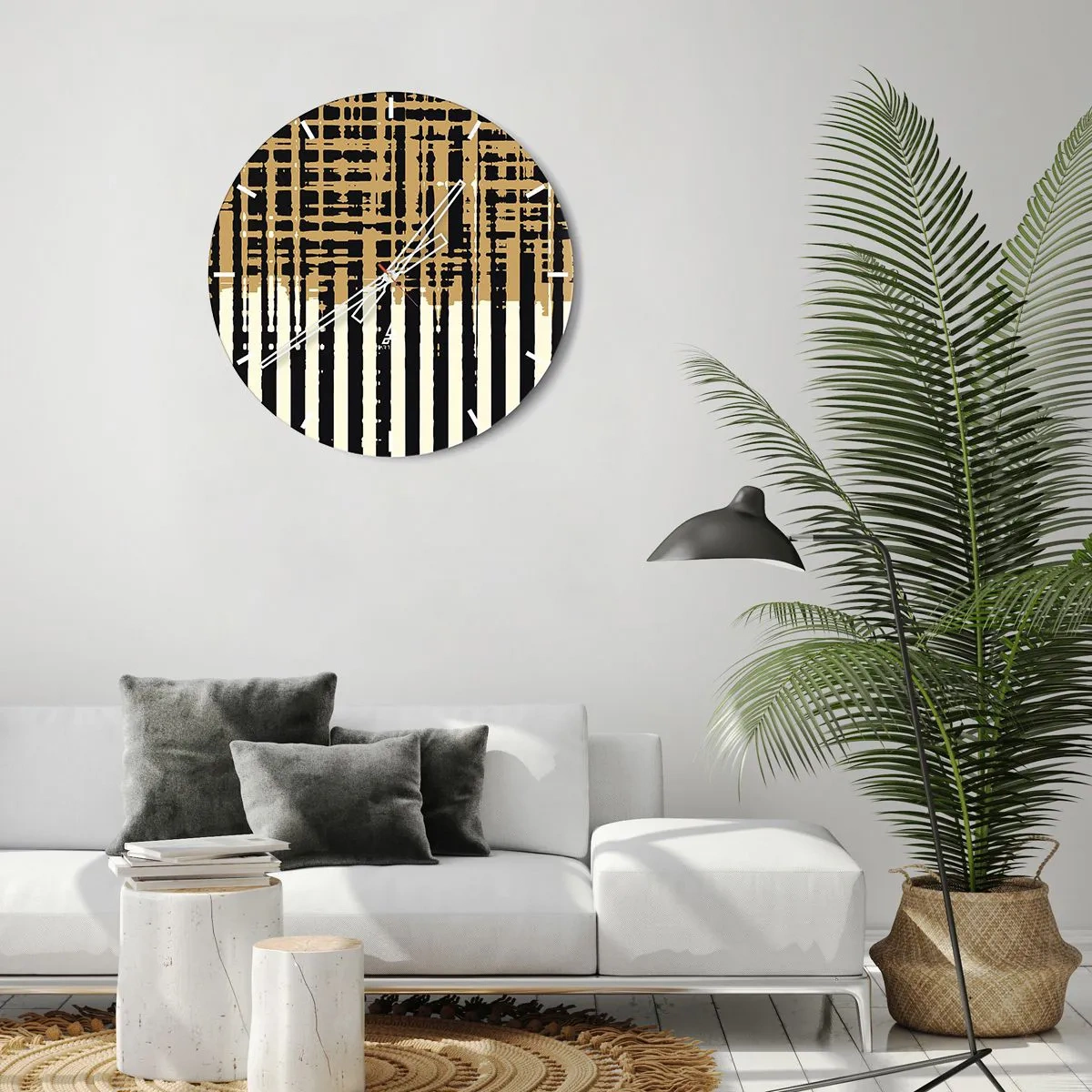 Relógio de parede - Relógio em vidro - Abstração arquitetónica - 40x40 cm