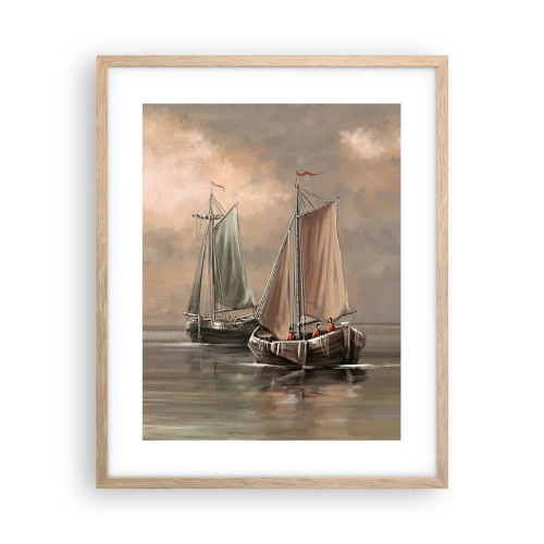 Pôster com moldura de carvalho claro - Regresso dos marinheiros - 40x50 cm