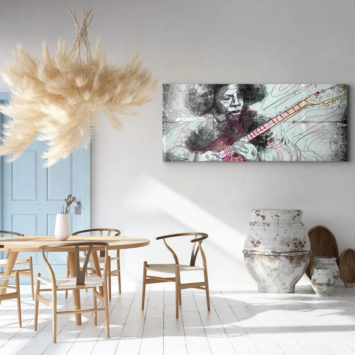 Quadro em tela - Nas ondas da música - 90x30 cm