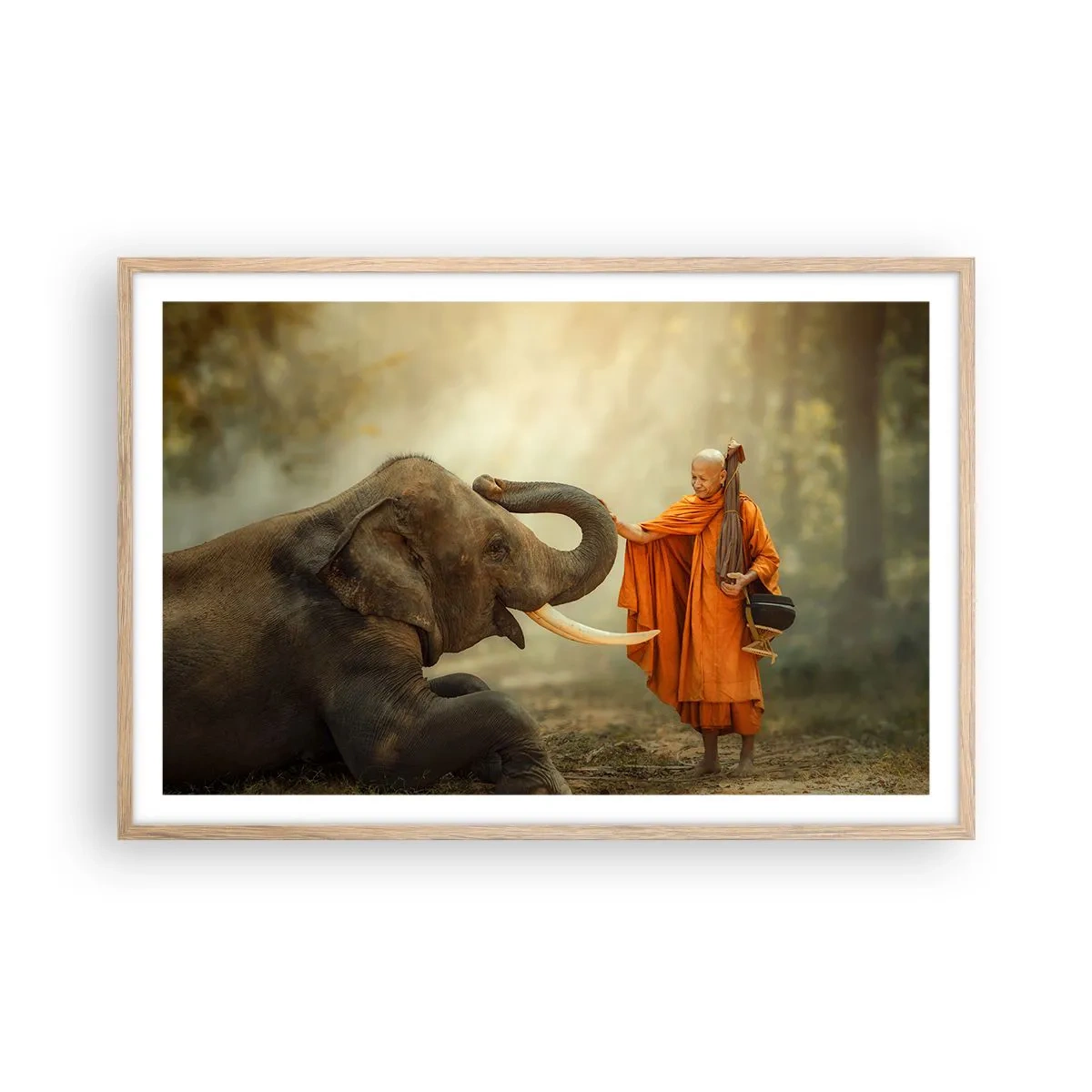 Pôster com moldura de carvalho claro - Encontro na viagem - 91x61 cm