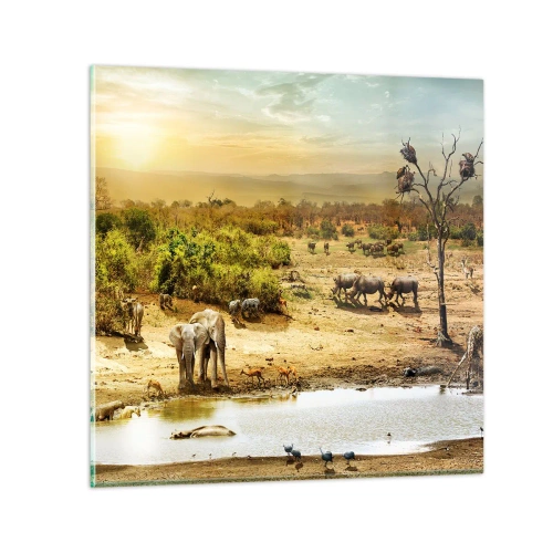 Quadro em vidro - Um rio corria no Éden... - 50x50 cm