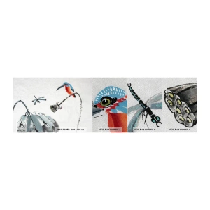 Amostra de papel de parede Premium Sand - A vida do prado - Abstração, Pássaro, Flor - 100x30 cm