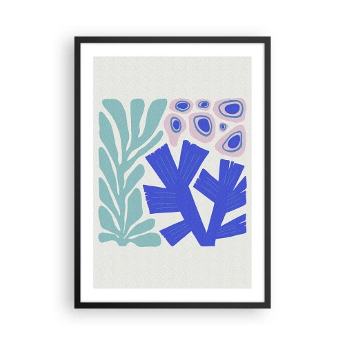 Pôster com moldura preta - Gráficos estilizados de plantas e corais subaquáticos - 50x70cm - Jardim subaquático - Decoração de parede moderna para a sala de estar e quarto ARTTOR
