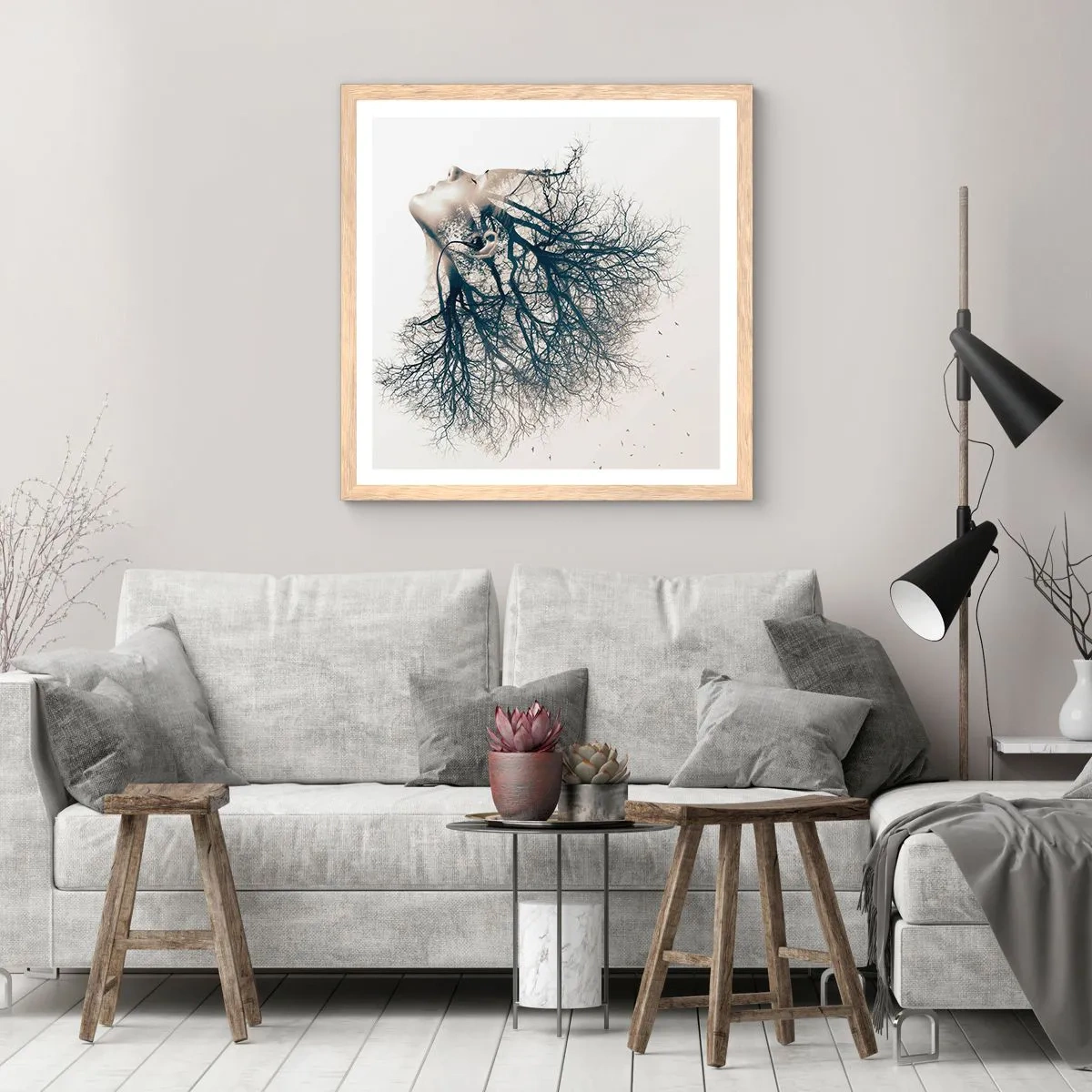 Pôster com moldura de carvalho claro - Ouvir o sussurro da árvore - 60x60 cm