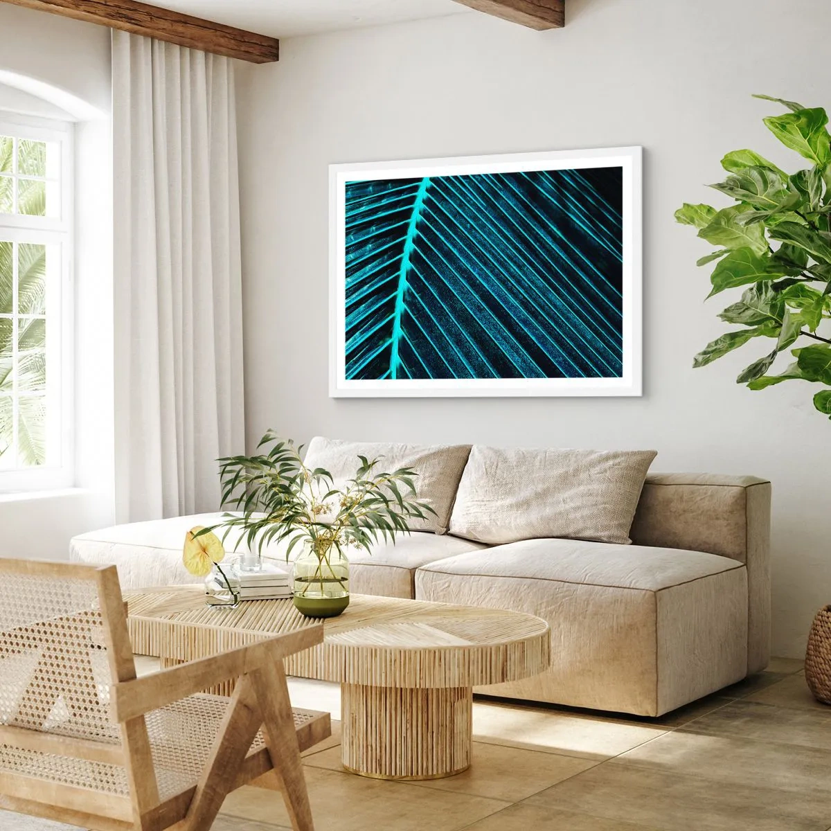 Pôster em moldura branca - Textura verde - 40x30 cm
