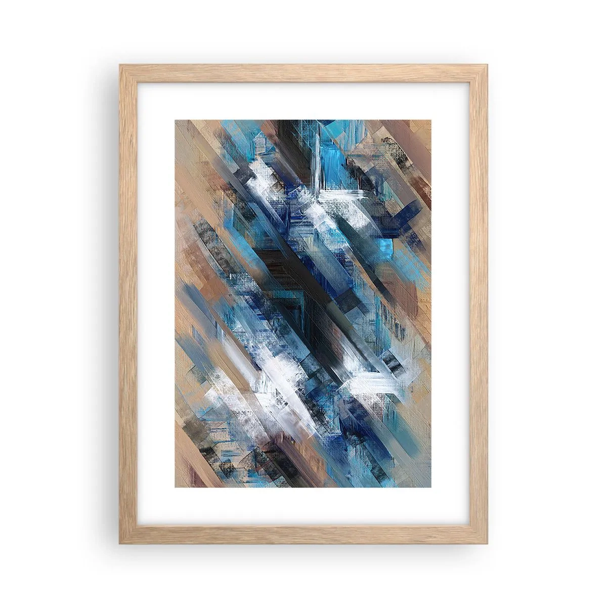 Pôster com moldura de carvalho claro - Numa diagonal azul - 30x40 cm
