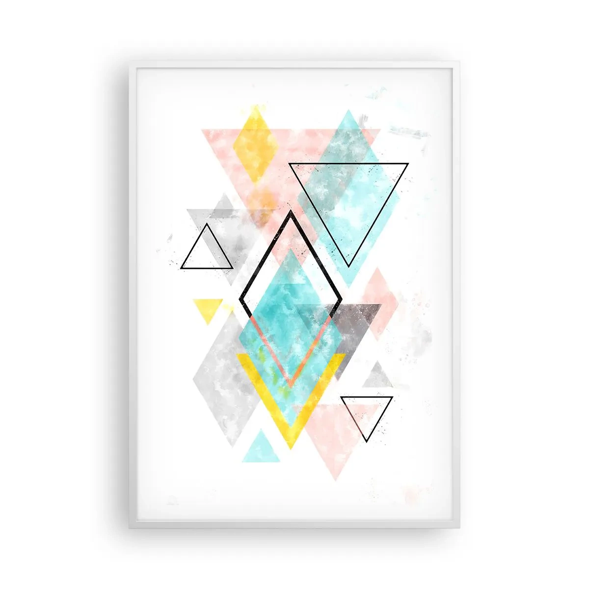 Pôster em moldura branca - Jogo geométrico - 70x100 cm