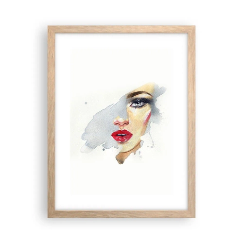 Pôster com moldura de carvalho claro - Reflexão numa gota de água - 30x40 cm