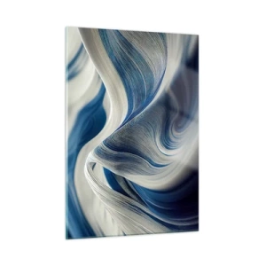 Quadro em vidro - A fluidez do azul e do branco - 50x70 cm