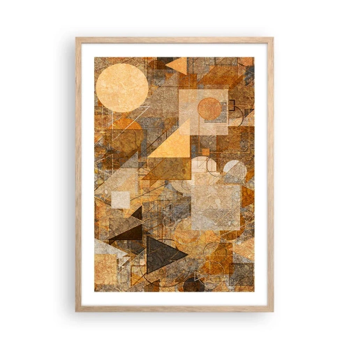 Pôster com moldura de carvalho claro - Estudo Cubista em Bronze - 50x70 cm