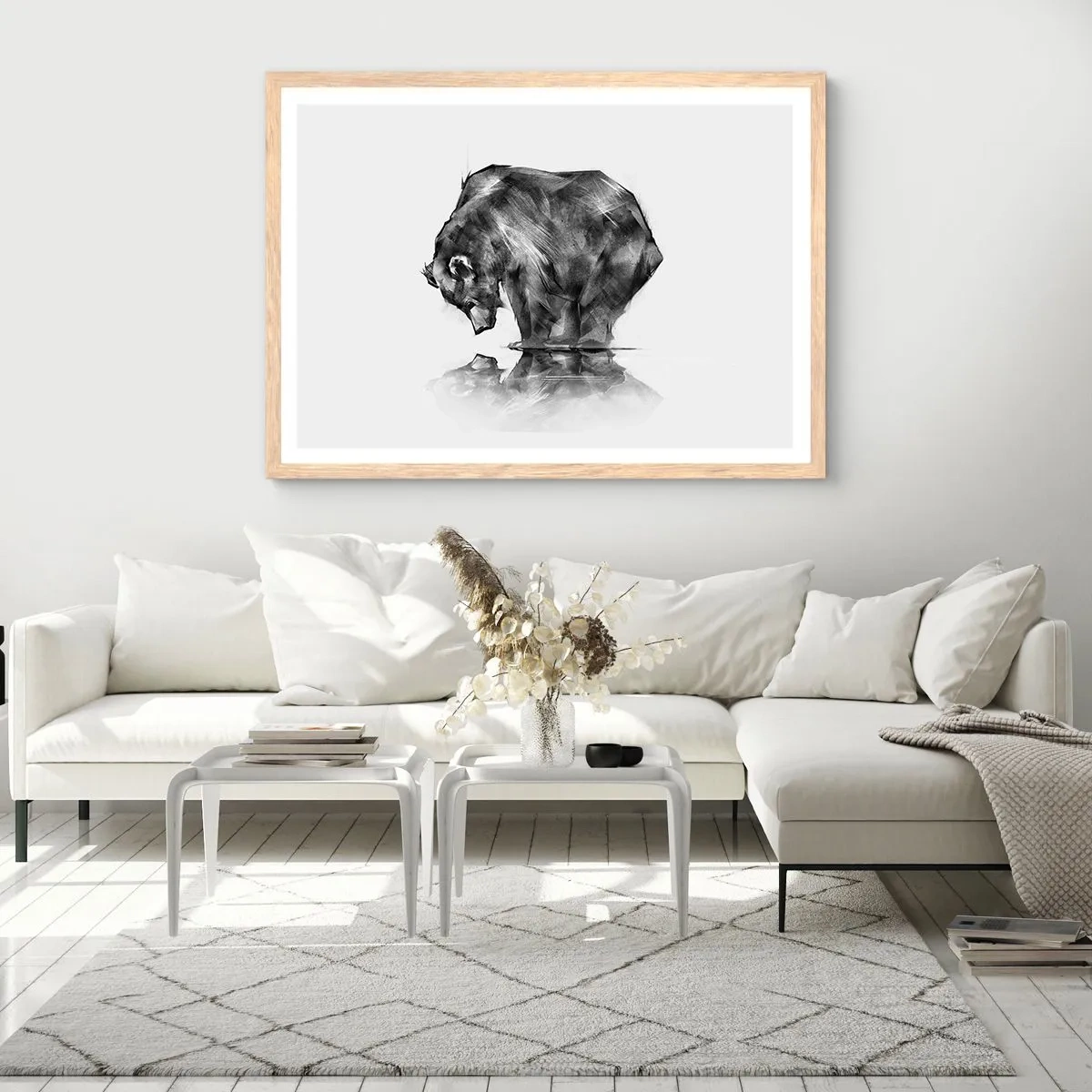 Pôster com moldura de carvalho claro - É bom ver alguém próximo - 100x70 cm