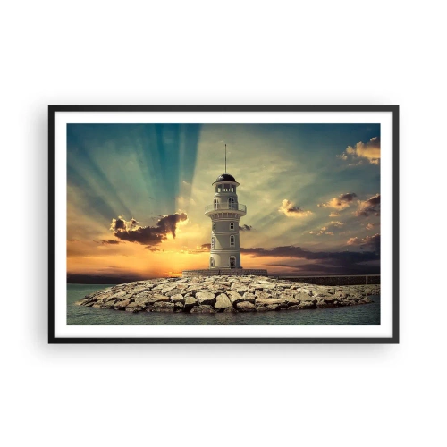 Pôster com moldura preta - Luz - Bondade - Beleza - 91x61 cm