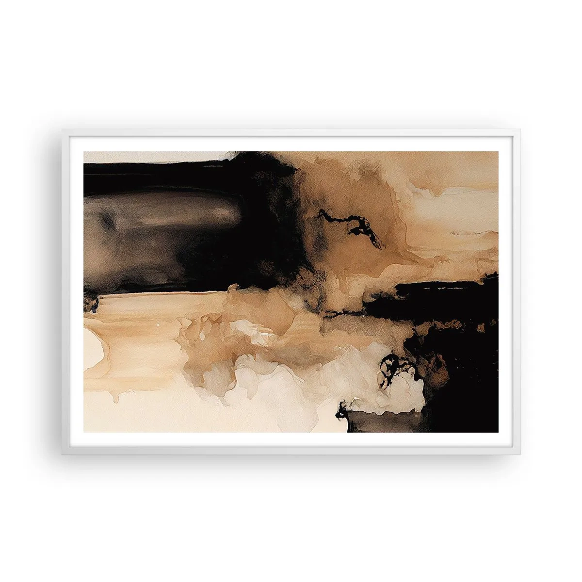 Pôster em moldura branca - Abstração intrigante - 100x70 cm