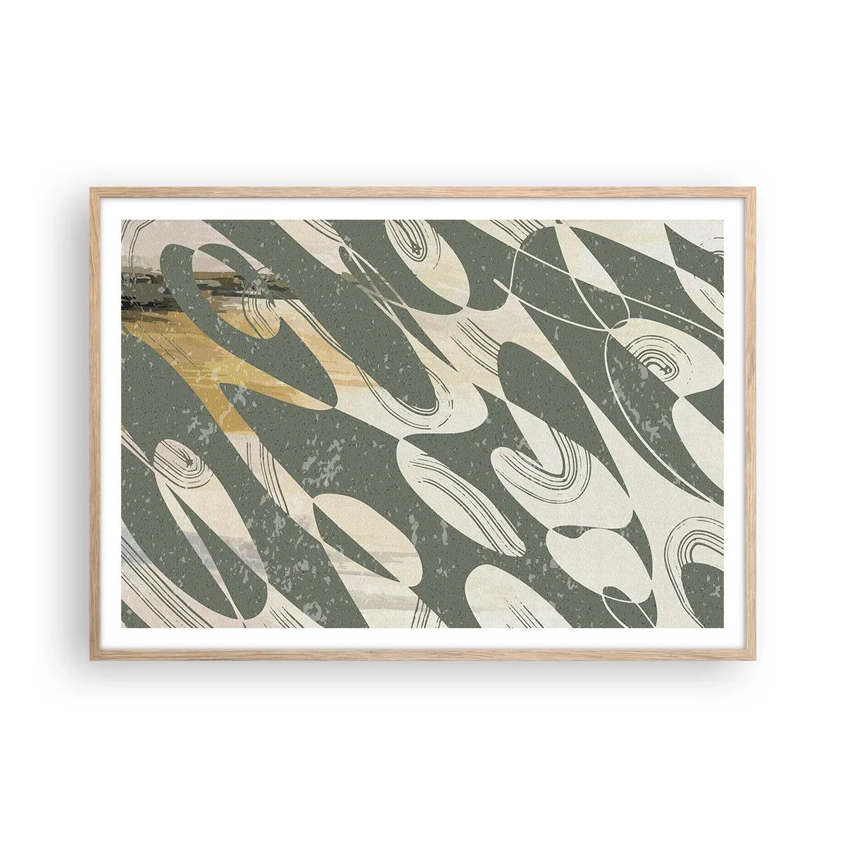 Pôster com moldura de carvalho claro - Abstração rítmica - 100x70 cm