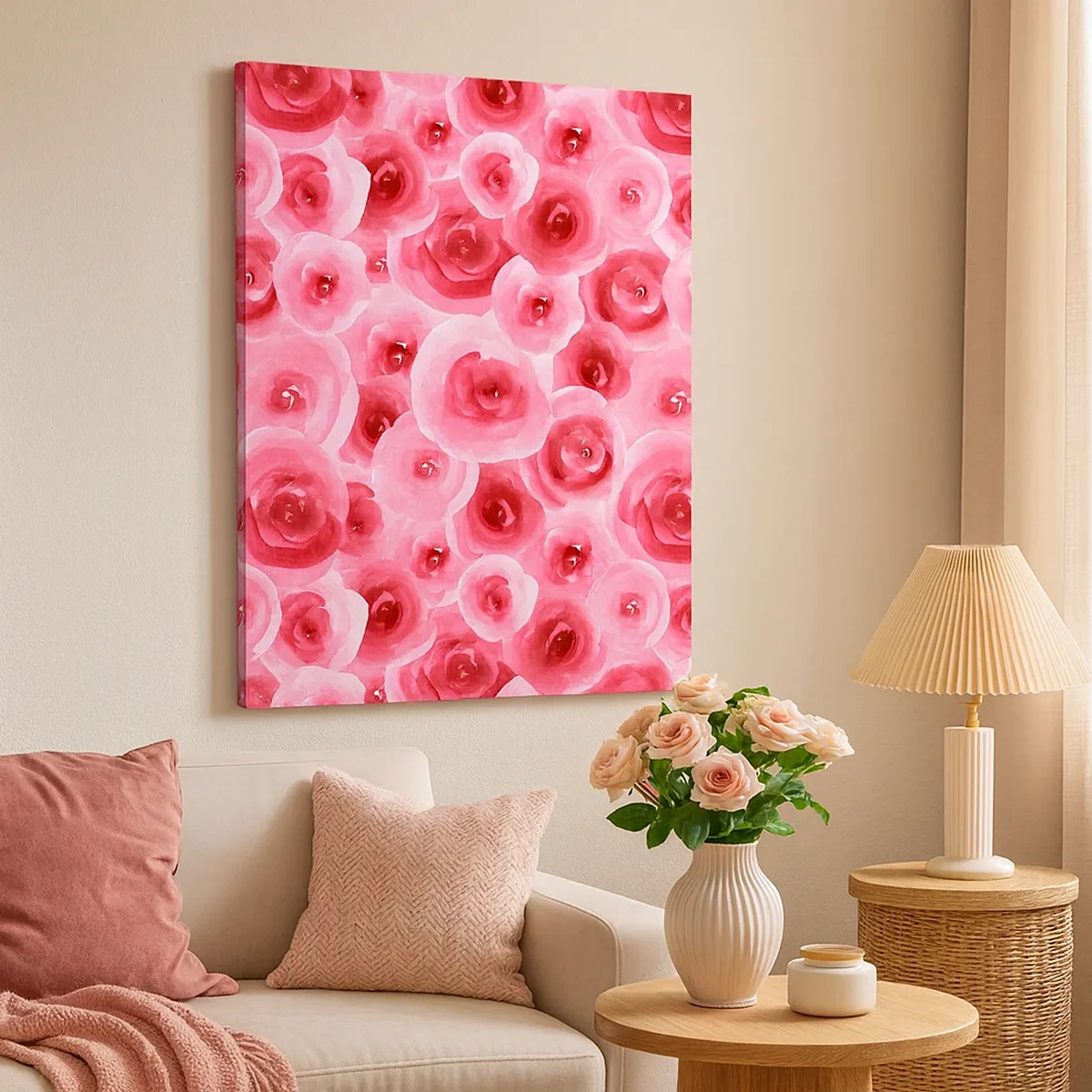 Quadro em tela - Rosas acima e abaixo - 50x70 cm