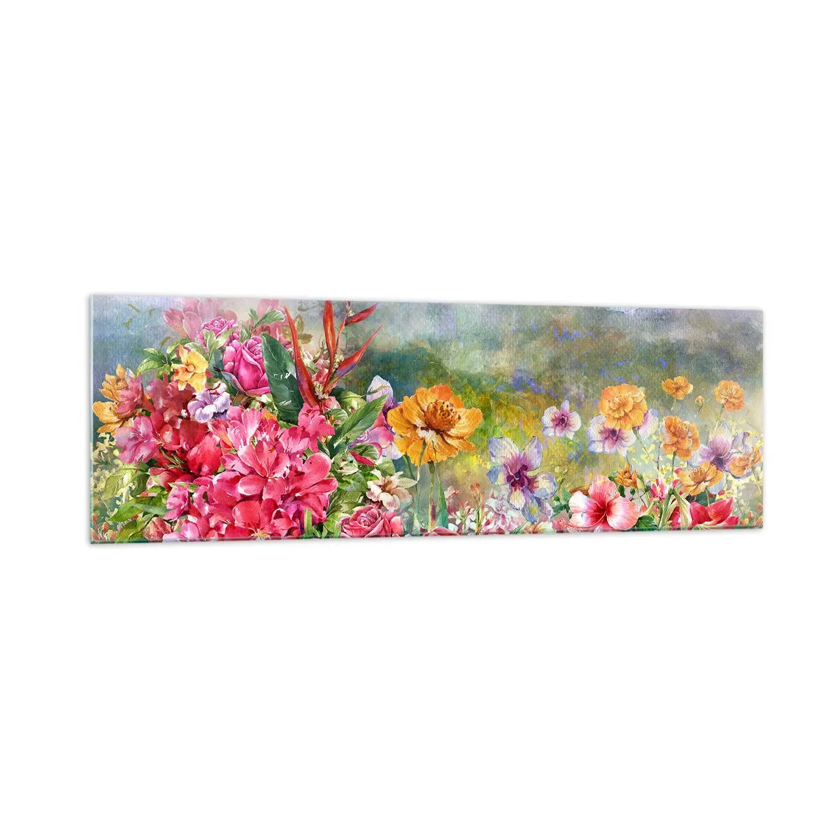 Quadro em vidro - O jardim que enlouqueceu - 160x50 cm