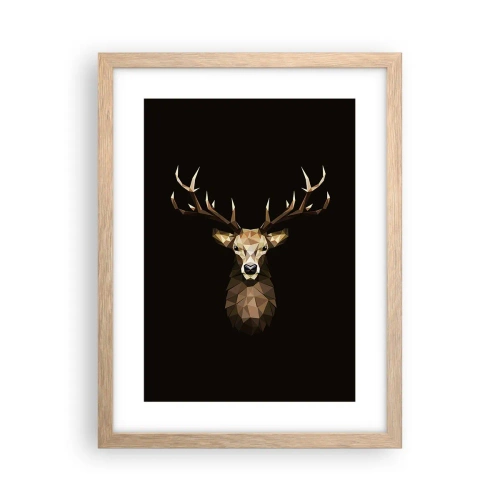Pôster com moldura de carvalho claro - Veado cubista - 30x40 cm