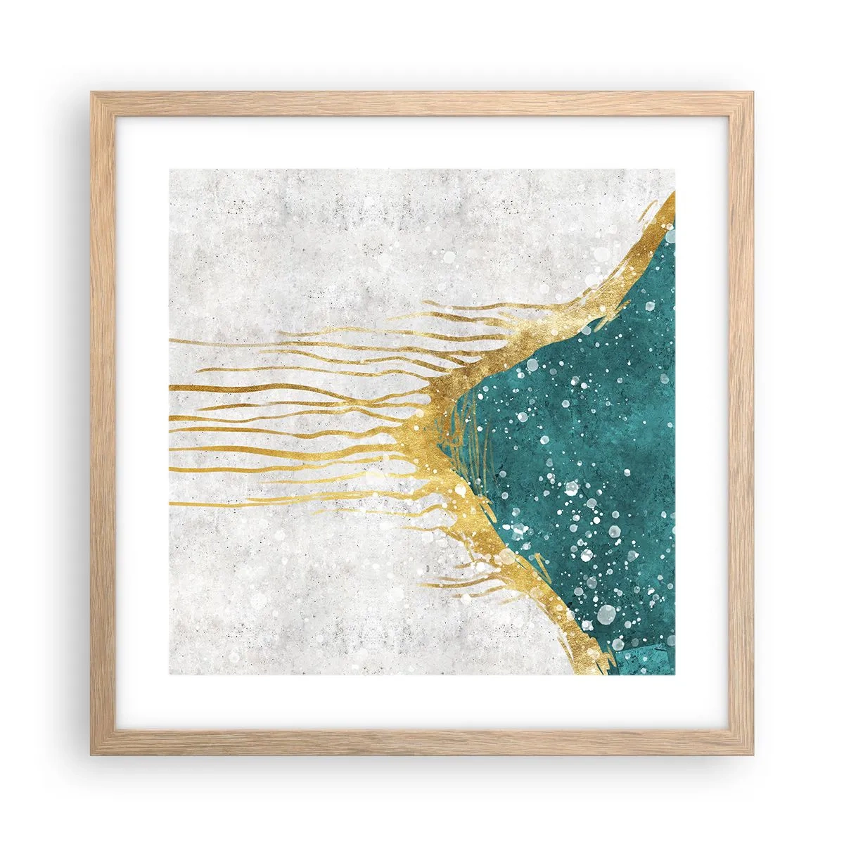 Pôster com moldura de carvalho claro - Maré Dourada - 40x40 cm