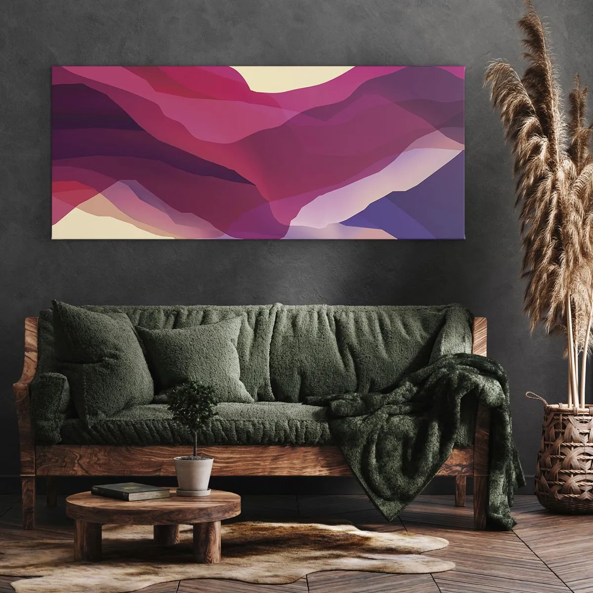 Quadro em tela - Ondas de roxo - 100x40 cm