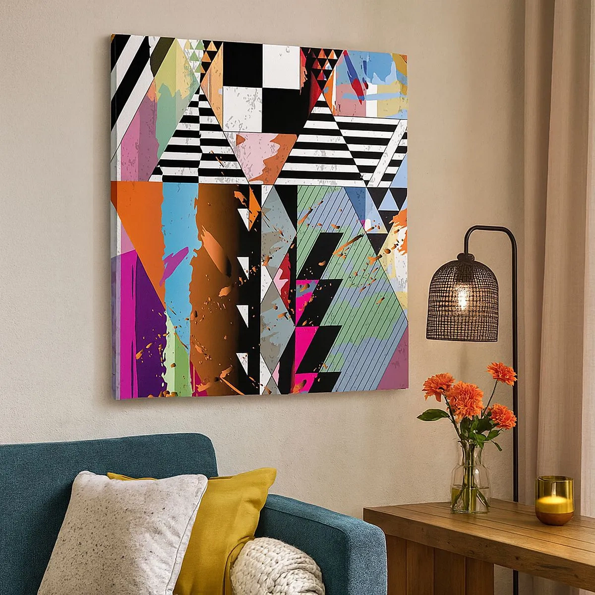 Quadro em tela - Geométrica e organicamente - 30x30 cm