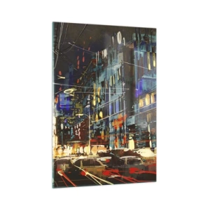 Quadro em vidro - O alvoroço da rua à noite - 50x70 cm