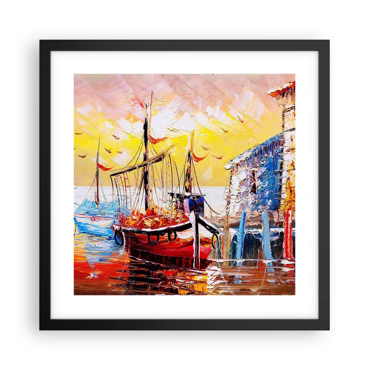 Pôster com moldura preta - Feliz retorno - 40x40 cm