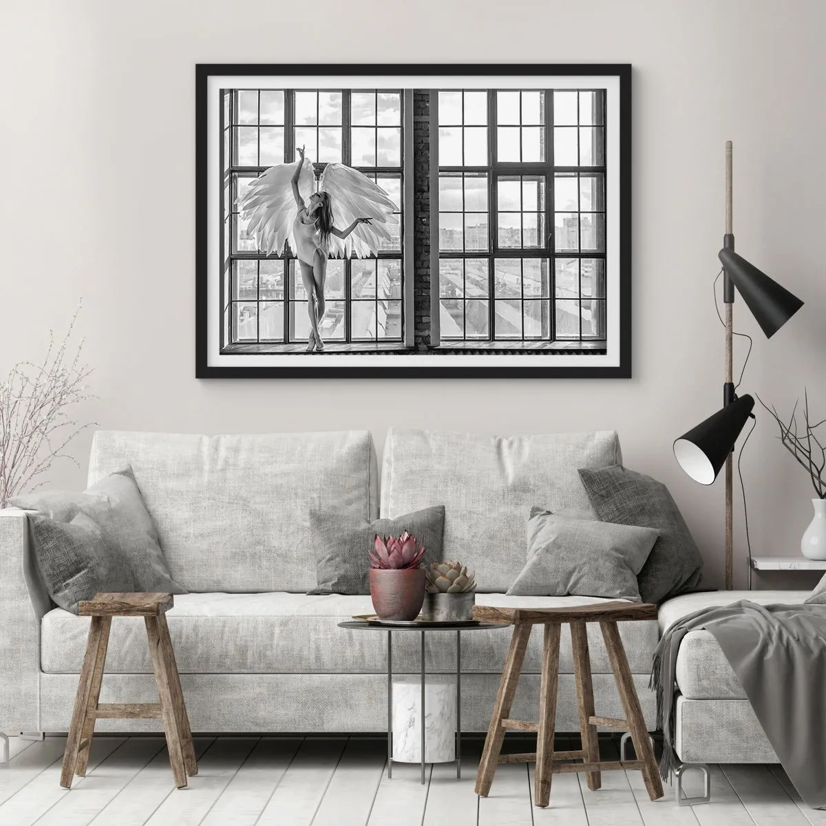 Pôster com moldura preta - Cidade dos Anjos? - 100x70 cm